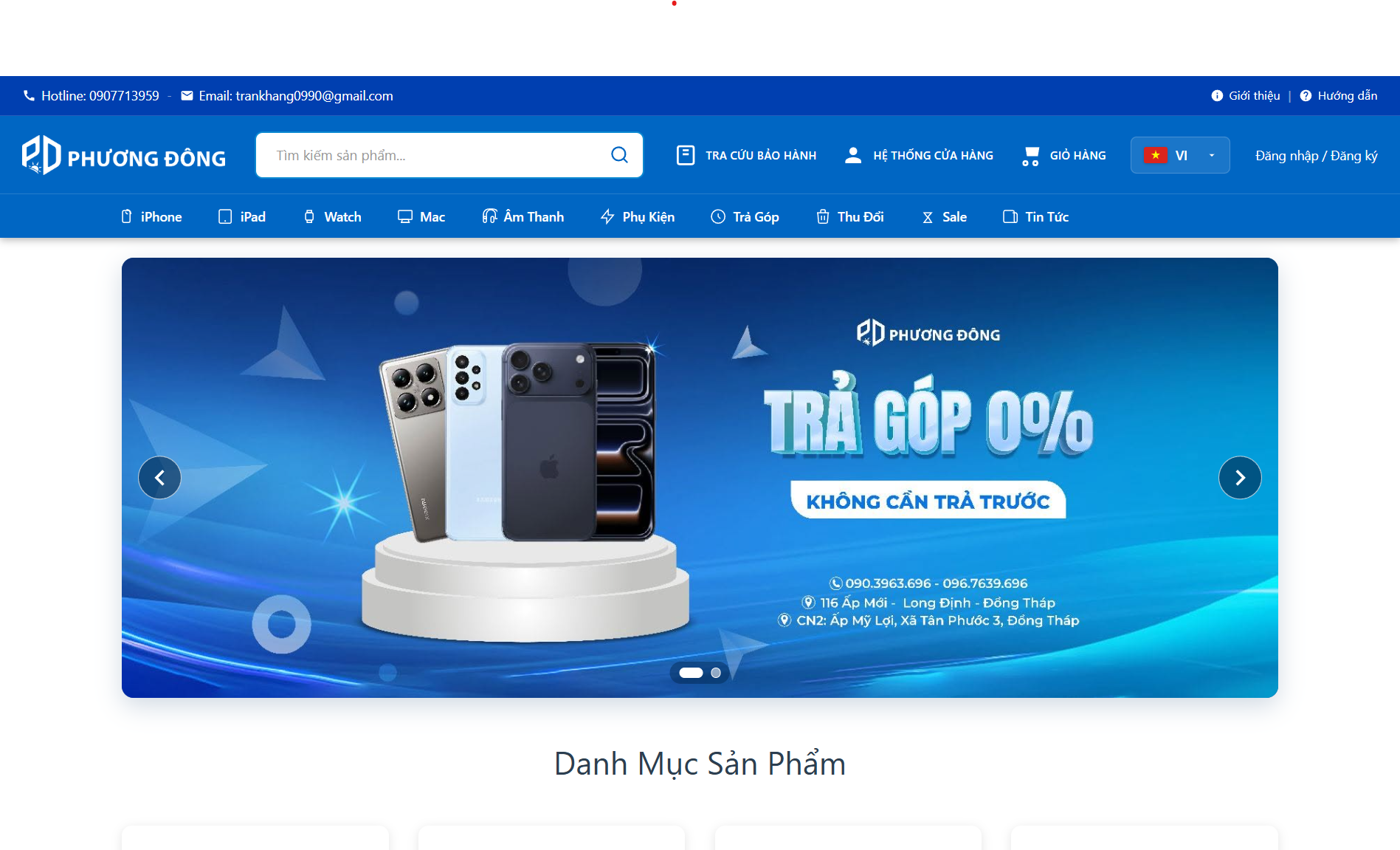 Phương Đông Store e-commerce homepage